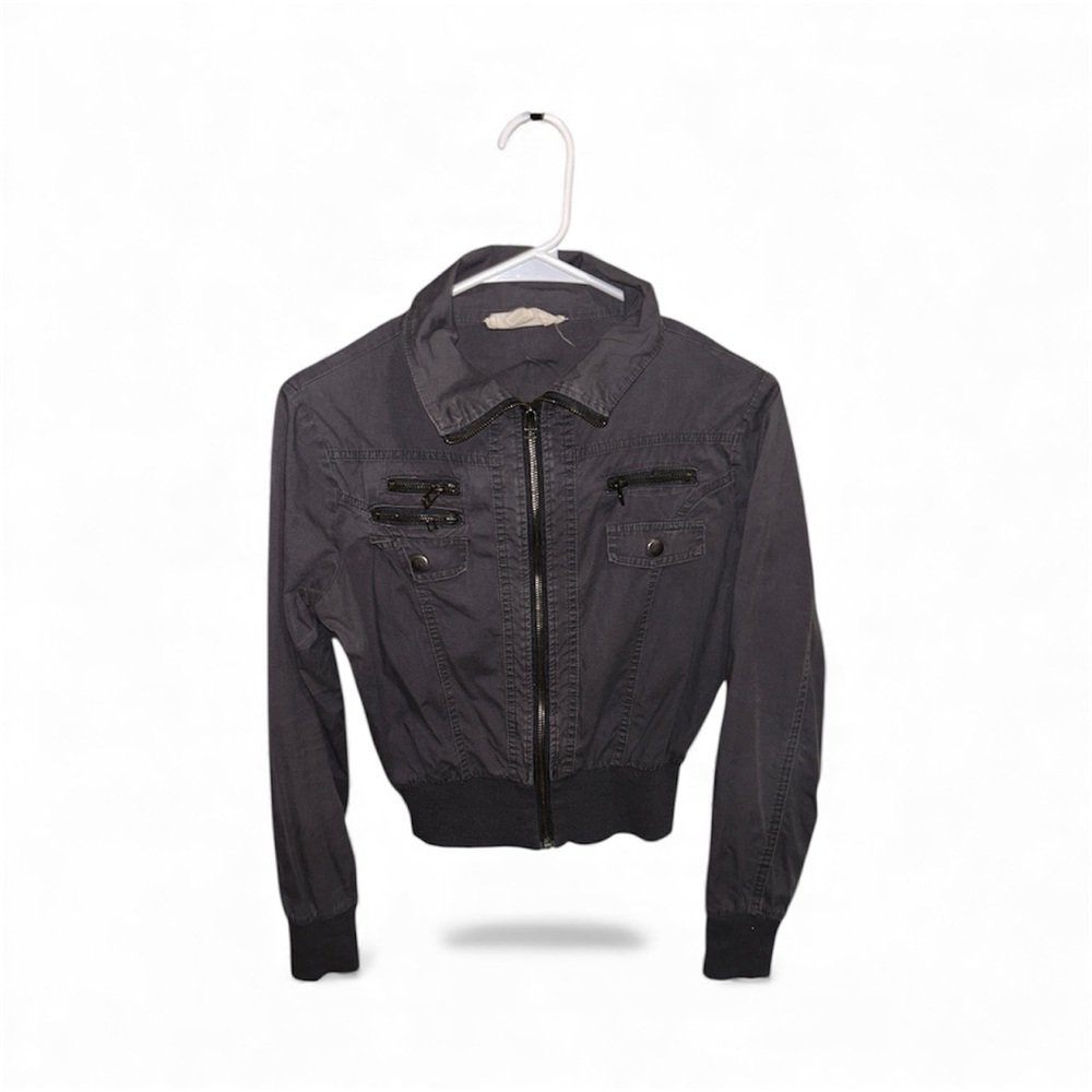 Active Basic Charcoal Bomber Jacket - image 3